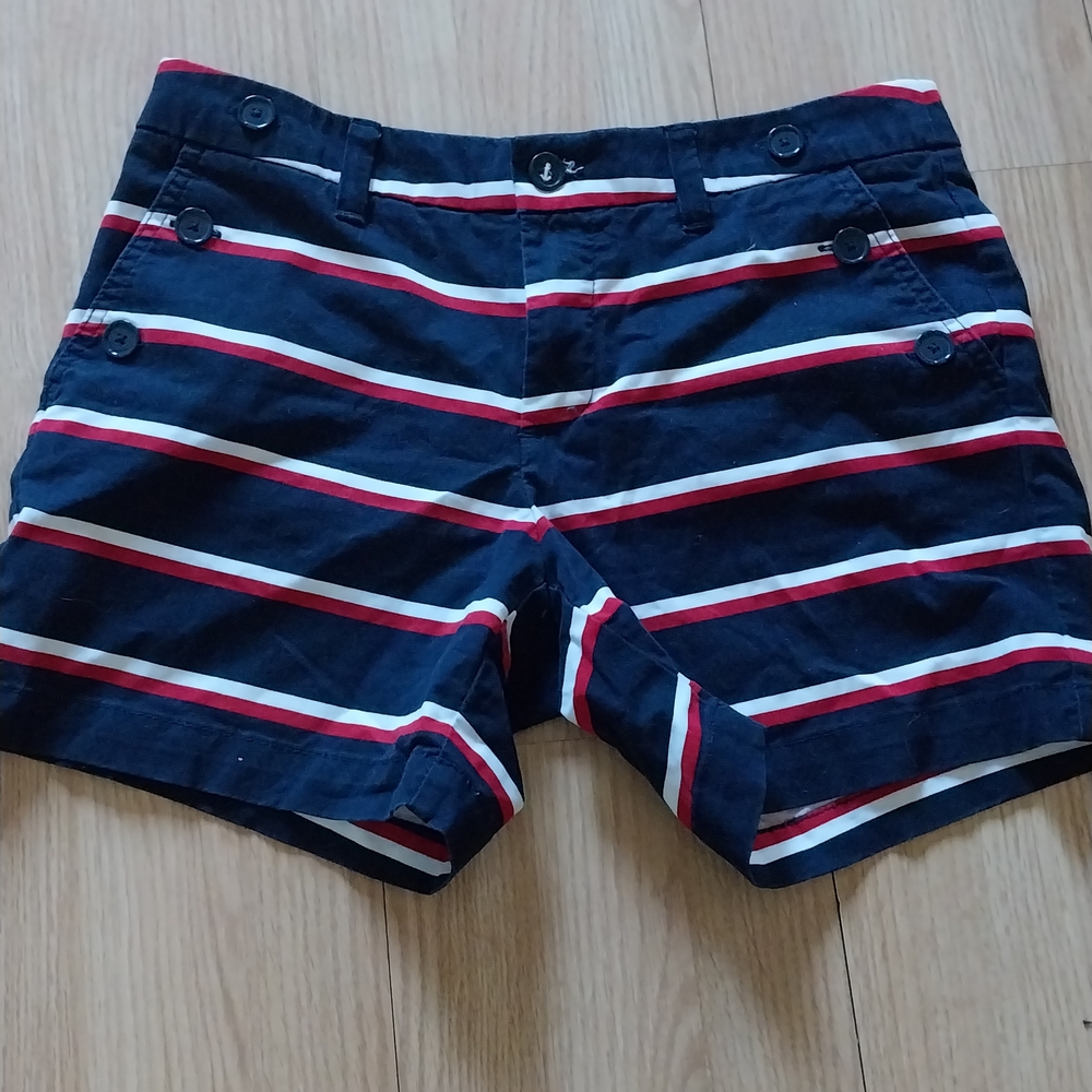 Tommy Hilfiger Navy Striped High Waist Shorts
